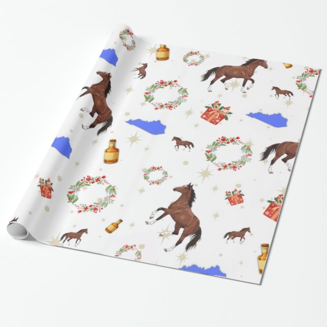 Papel de regalo de Navidad de caballo de Kentucky (Desenrollado)