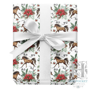 Papel de Regalo de Navidad de Caballo Elegante