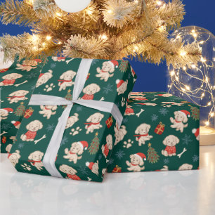 Papel de regalo de Navidad de cachorro