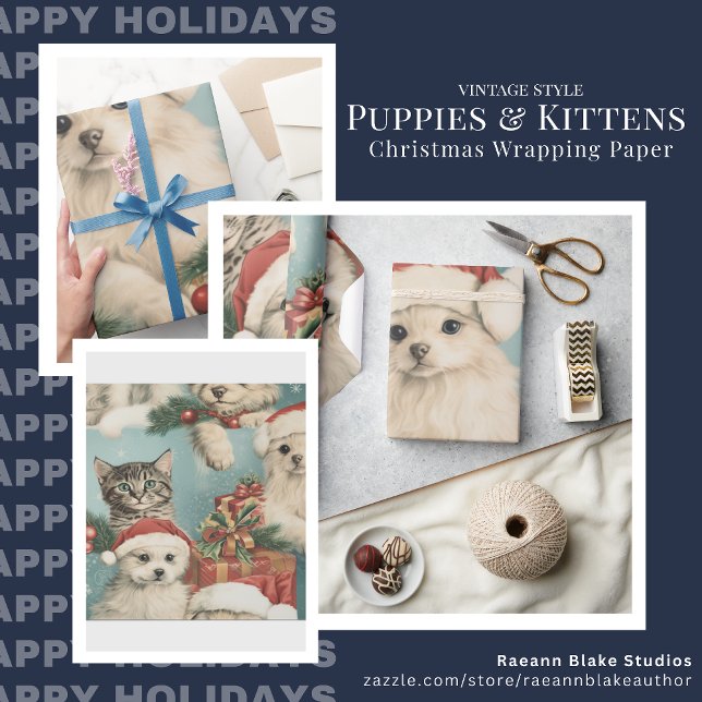 Papel de Regalo de Navidad de Cachorros y Gatitos (Subido por el creador)
