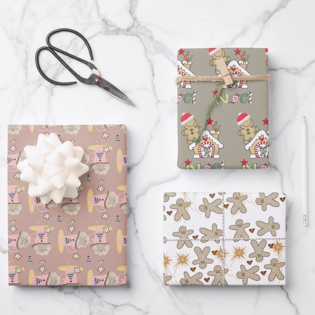 Papel de regalo de Navidad de café Pan de jengibre (Anverso)