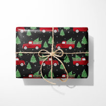 Papel de regalo de Navidad de Camión Rojo Rústico