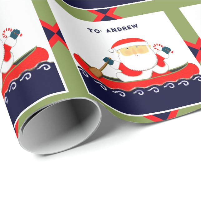 Papel de regalo de Navidad de canoa para camping (Esquina del rollo)