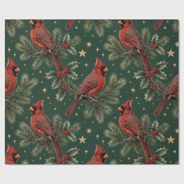 Papel de regalo de Navidad de cardenal (Superficie plana)