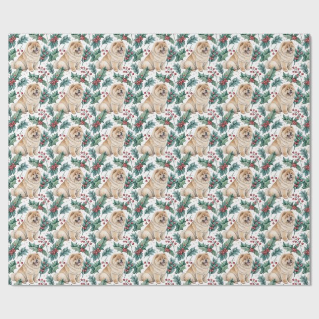 Papel de regalo de Navidad de Chow Chow (Superficie plana)