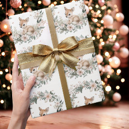Papel de regalo de Navidad de ciervos del bosque a