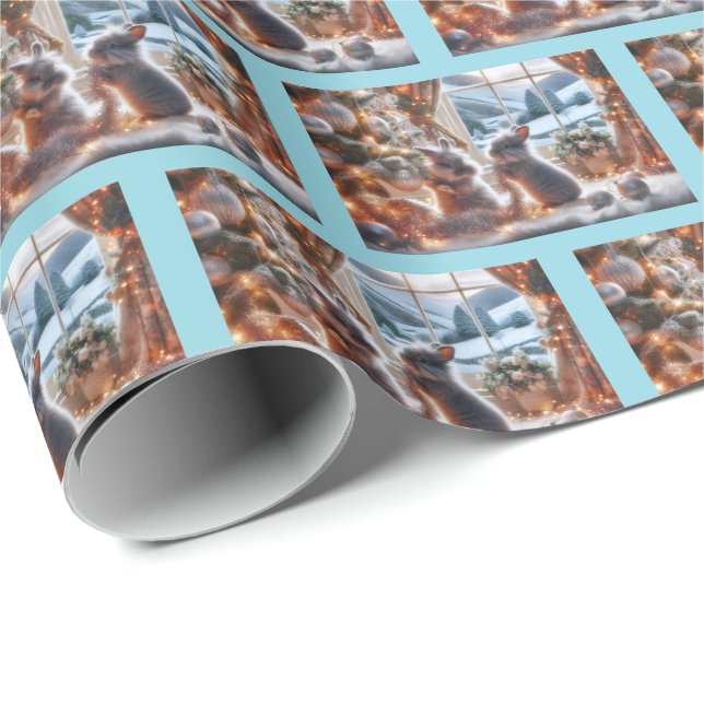Papel de regalo de Navidad de conejitos (Esquina del rollo)