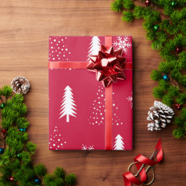 Papel de Regalo de Navidad de Copos de Nieve Blanc