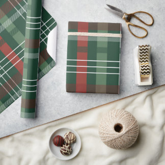 Papel de regalo de Navidad de cuadros escoceses ve
