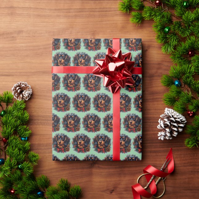 Papel de regalo de Navidad de Dachshund lindo (Regalo de vacaciones)