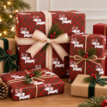 Papel de regalo de Navidad de Dachshund Reno