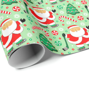 Papel de regalo de Navidad de deportes de hockey