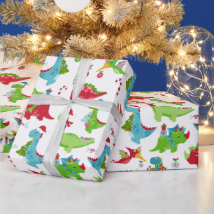 Papel de Regalo de Navidad de Dinosaurios para Niñ