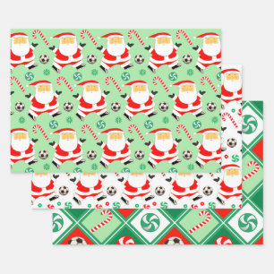Papel de regalo de Navidad de fútbol