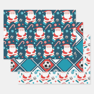 Papel de regalo de Navidad de fútbol