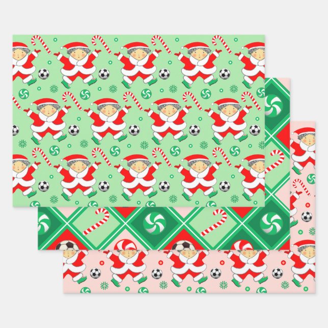 Papel de regalo de Navidad de fútbol (Set)