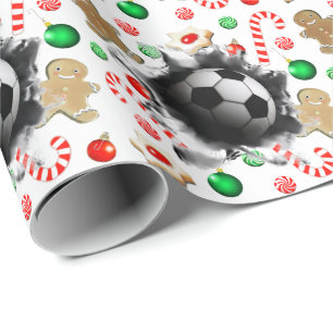 Papel de regalo de Navidad de fútbol