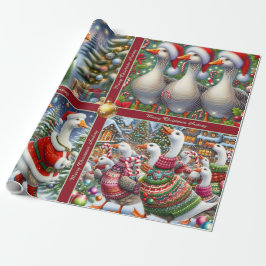 Papel de regalo de Navidad de gansos divertidos