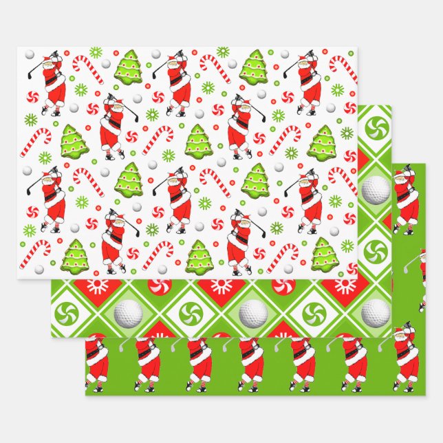 Papel de regalo de Navidad de golf (Set)