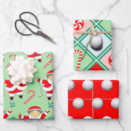 Papel de regalo de Navidad de golf