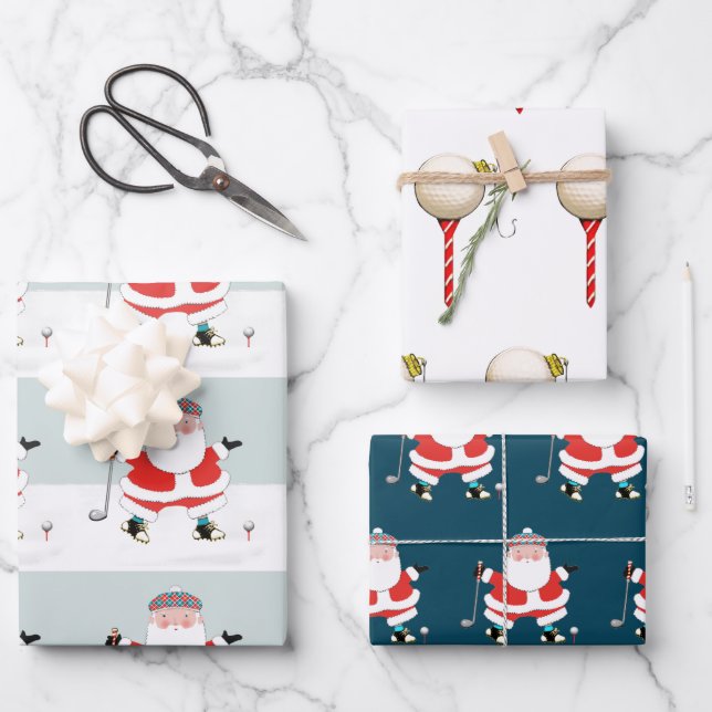 Papel de regalo de Navidad de golf (Anverso)
