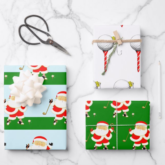 Papel de regalo de Navidad de golf (Anverso)