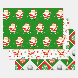 Papel de regalo de Navidad de golf