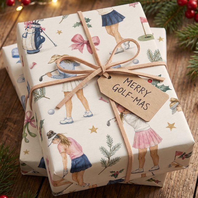 Papel de regalo de Navidad de golf femenino (Subido por el creador)