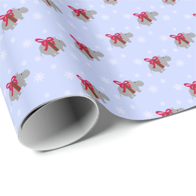 Papel de regalo de Navidad de hipopótamo (Esquina del rollo)