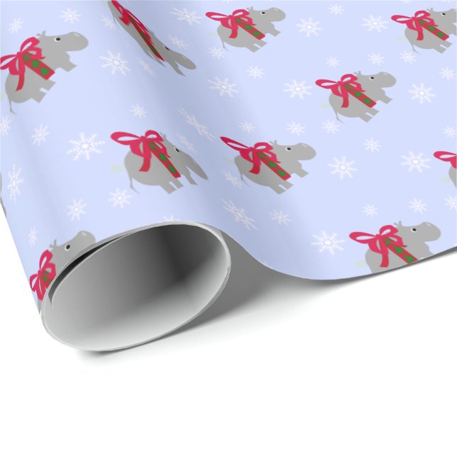 Papel de regalo de Navidad de hipopótamo (Esquina del rollo)