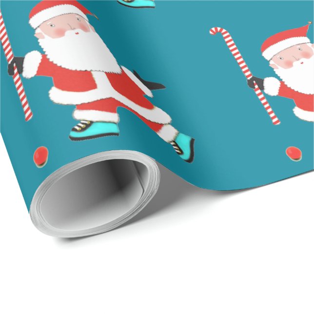 Papel de regalo de Navidad de hockey sobre hierba (Esquina del rollo)