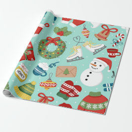 Papel de regalo de Navidad de hombre de nieve de v