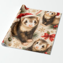 Papel de Regalo de Navidad de Hurón Caprichoso