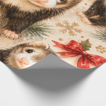 Papel de Regalo de Navidad de Hurón Caprichoso