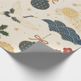 Papel de regalo de Navidad de la grulla japonesa