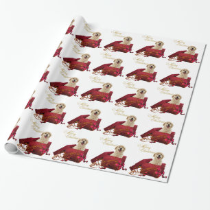 Papel de Regalo de Navidad de Labrador Amarillo