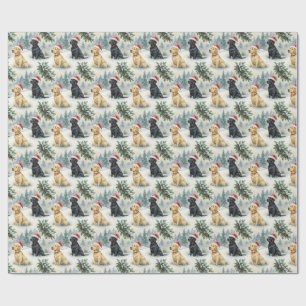 Papel de regalo de Navidad de Labrador amarillo y
