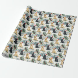 Papel de regalo de Navidad de Labrador amarillo y 