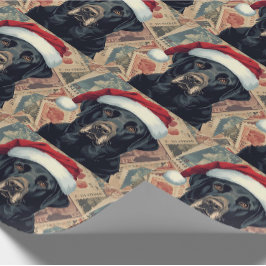Papel de regalo de Navidad de labrador negro