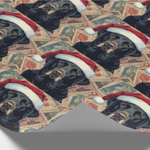 Papel de regalo de Navidad de labrador negro