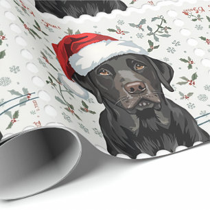 Papel de regalo de Navidad de labrador negro