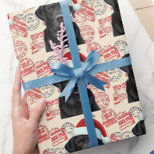 Papel de regalo de Navidad de labrador negro