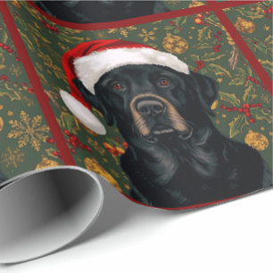 Papel de regalo de Navidad de labrador negro