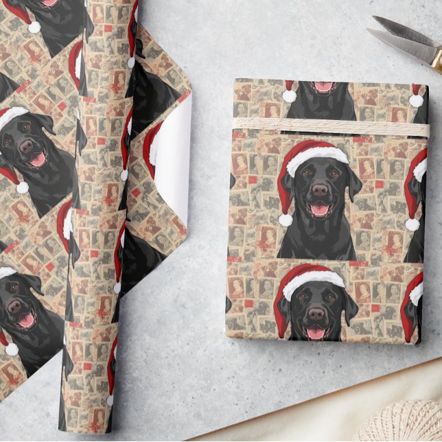 Papel de regalo de Navidad de labrador negro (Subido por el creador)