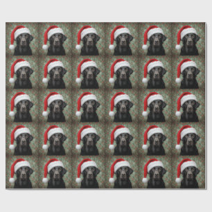 Papel de regalo de Navidad de labrador negro