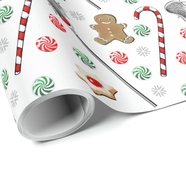 Papel de regalo de Navidad de Lacrosse (Esquina del rollo)