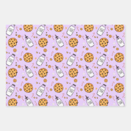 Papel de regalo de Navidad de leche y galletas lin