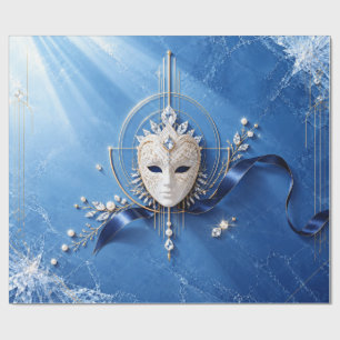 Papel de regalo de Navidad de lujo azul de máscara