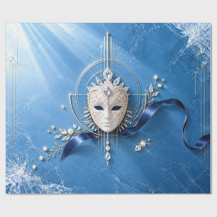 Papel de regalo de Navidad de lujo azul de máscara