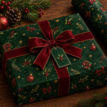 Papel de regalo de Navidad de lujo azul marino y d